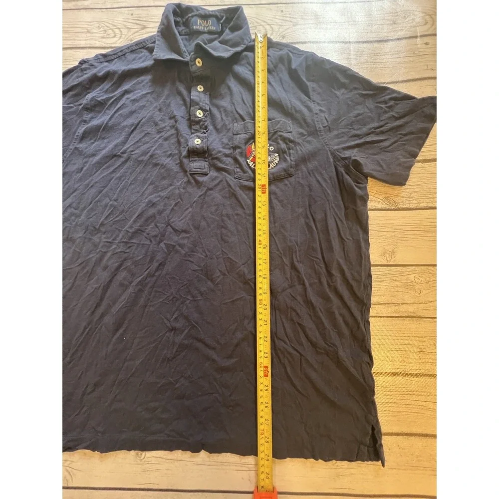 Vintage Polo Ralph Lauren Shirt 1/4 Button Up Mens XL Navy Blue Pocket Logo